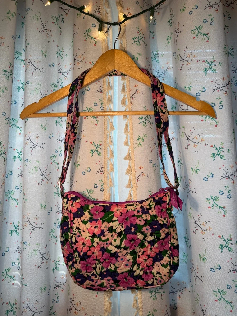 Vera Bradley Floral Crossbody Shoulder Bag - Pink & Black